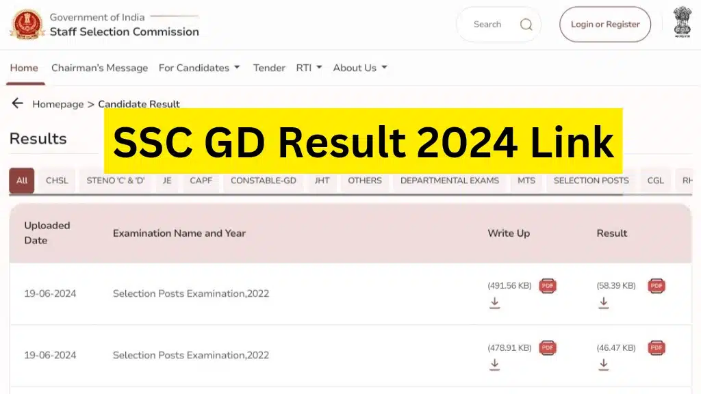 SSC GD Result 2024 Link How to Check SSC GD Constable Results PDF Link