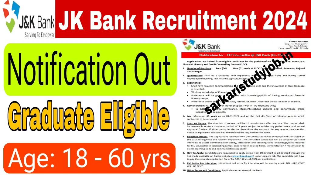 JK Bank Recruitment 2024 Notification Issued For Various Posts, Check